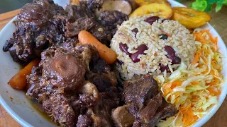 SUNDAY DINNER! OXTAIL STEW, RICE AND PEAS, PLANTAIN, CABBAGE Cook With Me