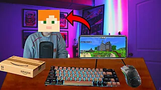 HOW TO PLAY MINECRAFT PE WITH KEYBOARD AND MOUSE  || MCPE WITH KEYBOARD AND MOUSE FOR FIRST TIME 😍