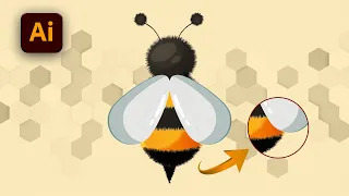 Illustrator CC Tutorial | Graphic Design | Bee Design Realistic 3D Fur Effect in Adobe Illustrator