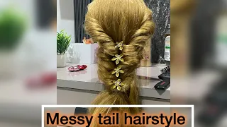 Messy tail hairstyle #trendinghairstyle #hairstyles