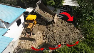 Part 3  Incredible Bulldozer Komatsu Push Rock Slide Sinking In Water & Dumper Truck Good Work