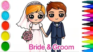 How to Draw Bride and Groom Easy Bride and Groom Drawing,Coloring,Painting for Kid & Toddlers