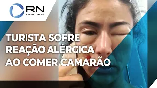 Turista sofre reação alérgica e é internada ao comer camarão