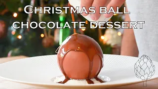 Chocolate Christmas ball dessert! - Fine dining Christmas menu special