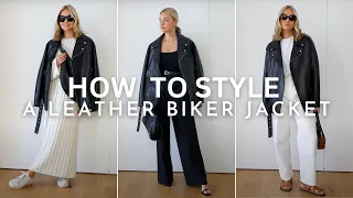 HOW TO STYLE A LEATHER BIKER JACKET | Spring Outfit Ideas Using 1 Jacket