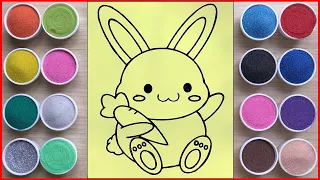 Tô màu tranh cát con thỏ ăn cà rốt rất ngon - Sand painting a rabbit eat carrot (Chim Xinh channel)