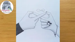 How to draw infinite love symbol with couple hand || pencil sketch || Valentine's Day special