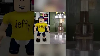 Jeffy Reacts to Hydraulic Press in Roblox Brookhaven! 🤯😱😅 #shorts