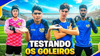 TESTANDO GOLEIROS, PROFISSIONAL vs AMADOR! FT. GOLEIRO DE CAPACETE *teve muito golaço*