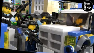 SWAT Blockade Garbage Truck Bank Robbery Crazy Lego City Police Chase Stop Motion Animation Movie