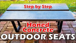 Outdoor Bench Seats With Smooth Honed Concrete Finish