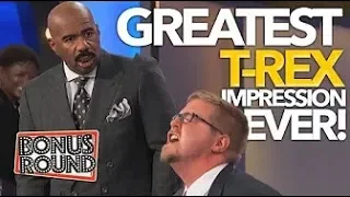 GREATEST T-REX Impression & Roar EVER! Confuses Steve Harvey On Family Feud | Bonus Round