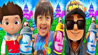 Subway Surfers Oxford Jake Dark Outfit vs  RYAN'S World Tag with Ryan Subway Run vs Paw Patrol Ryder