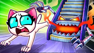 Escalator Safety Rules🙀Educational Kids Cartoon and Songs🌟 Learn and Grow with Purr-Purr Stories