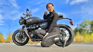 Short girl vs FASTEST neo cafe racer: Triumph Speed Twin