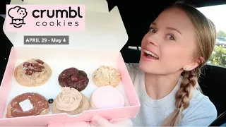 Trying CRUMBL COOKIES flavors this week | churro, blueberry muffin, classic pink sugar, peanut butte