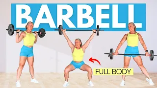 45 Minute Full Body Barbell Workout + AMRAP Cardio | Dumbbell Alternatives