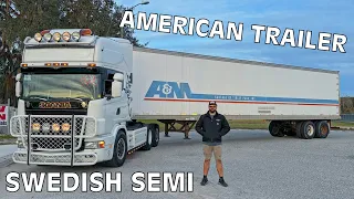 Scania Semi Truck Hauling an American Trailer
