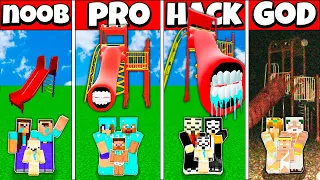 Minecraft Battle FAMILY EXTRA SLIDE BUILD HOUSE CHALLENGE NOOB vs PRO vs HACKER vs GOD Animation