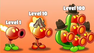 PvZ 2 - Every Peashooter and Other Plants Level 1 Vs Level Max Vs Level 100 Vs Gargantuar Zombies