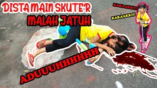 DISTA JATUH DARI SKUTER😭 !! SEMUA PANIK!! #viralvideos