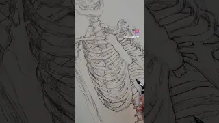 Inking th is skeleton drawing #art #horror #skeleton #anatomy #artreel #inking #penandink