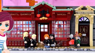 Diagon Alley completely completed! Quality Quidditch Supplies and The Daily Prophet Lego Build