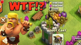 WTF!? 1.8 Million loot in cart - loot cart insane glitch in clash of clans