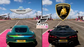 Forza Horizon 5 | Aston Martin One-77 2010 vs. Lamborghini Sián Roadster 2020 Performance Comparison