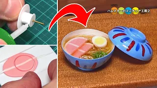 樹脂粘土とプラバンで作る崖の上のミニチュアポニョラーメン　DIY Miniature Ponyo Ramen