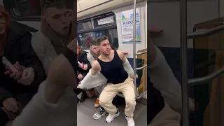 Bodybuilder sat down in the subway