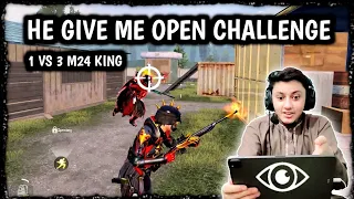 HE GIVE ME OPEN CHALLENGE😱M24 KING 1 VS 3 | IPAD PRO M1 CHIP HANDCAM | PUBG MOBILE