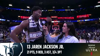 Walk Off Interview with Jaren Jackson Jr. after the win over the Golden State Warriors