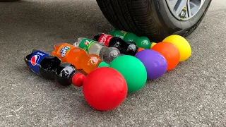 Experiment Car vs Coca Cola, Fanta, Mirinda Balloons | Crushing Crunchy & Soft Things by Car | 04