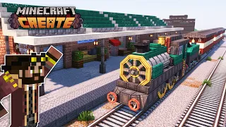 I built a PASSENGER TRAIN STATION in Minecraft Create Mod!