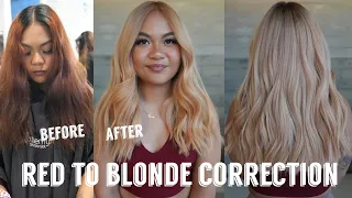 Hair Transformation with Lauryn: Permanent Red Hair to Blonde Hair Colour Correction Ep. 164