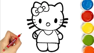 Hello kitty draw and learn colors for kids/painting and coloring for kids and toddlers