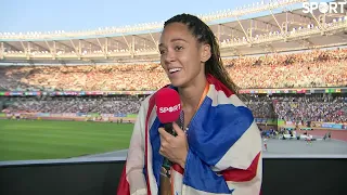 Katarina Johnson-Thompson after becoming World Champion in the Heptathlon