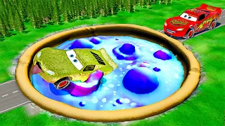 Mega Potion Pit vs McQueen with Big & Small Pixar Cars! BeamNG. drive!