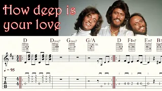 HOW DEEP IS YOUR LOVE | BEE GEES | Complete version | Acoustic Guitar Tutorial | TAB & Sheet Music