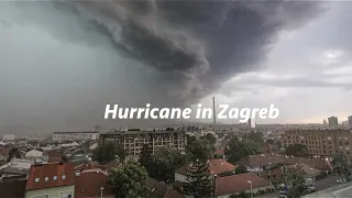 Mini hurricane havoc in Zagreb (Croatia) 🚧 ⛈🌪 First hand surviving in Tesla Model 3!