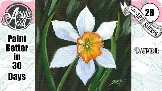 Daffodil Floral  🌺🌸🌼 Easy Acrylic Tutorial Step by Step Day 28   #AcrylicApril2022