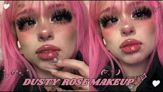 shiny dusty rose dolly makeup ₊˚ෆ