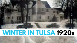 AMAZING Frozen Swan Lake Tulsa OK Winter 1928  - Colorized 16mm historic home movie film