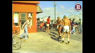 Mission Beach roller skaters on boardwalk 1979