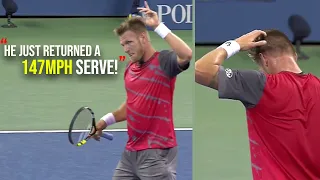 Roger Federer "Casually" Handling The Biggest Server in Tennis History! (Thank you, Roger!)