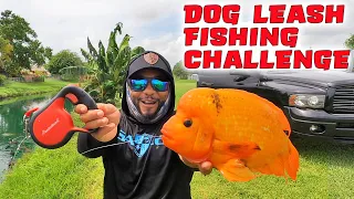 DOG LEASH FISHING CHALLENGE!!!