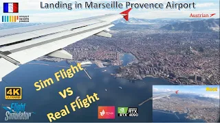 FS 2020 - Sim Flight vs Real Flight - Landing in Marseille Provence ILS 31R   Austrian Airlines A320
