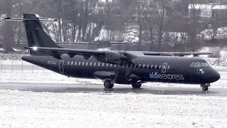 ATR 72-500 of Alsie Express * All Black Livery * Take-Off in Snow at Bern