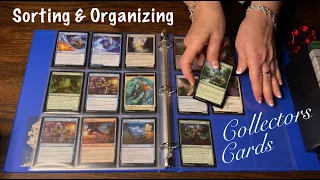 ASMR  Organizing Collectors Cards! (No talking only) Sheet protectors for collectible game cards.
